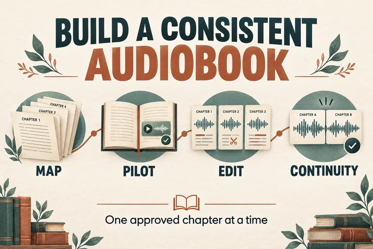 A chapter production path moves from manuscript to pilot, chapter edits, and continuity review.